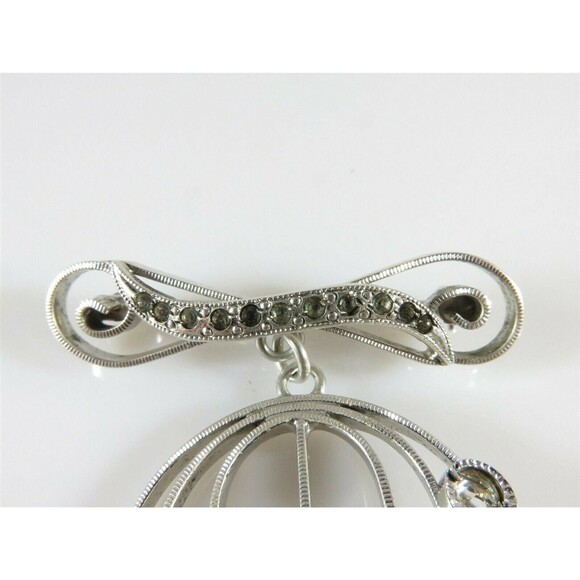 Unique Integrity Sterling Silver Rhinestone Bird Cage Brooch - Picture 4 of 9
